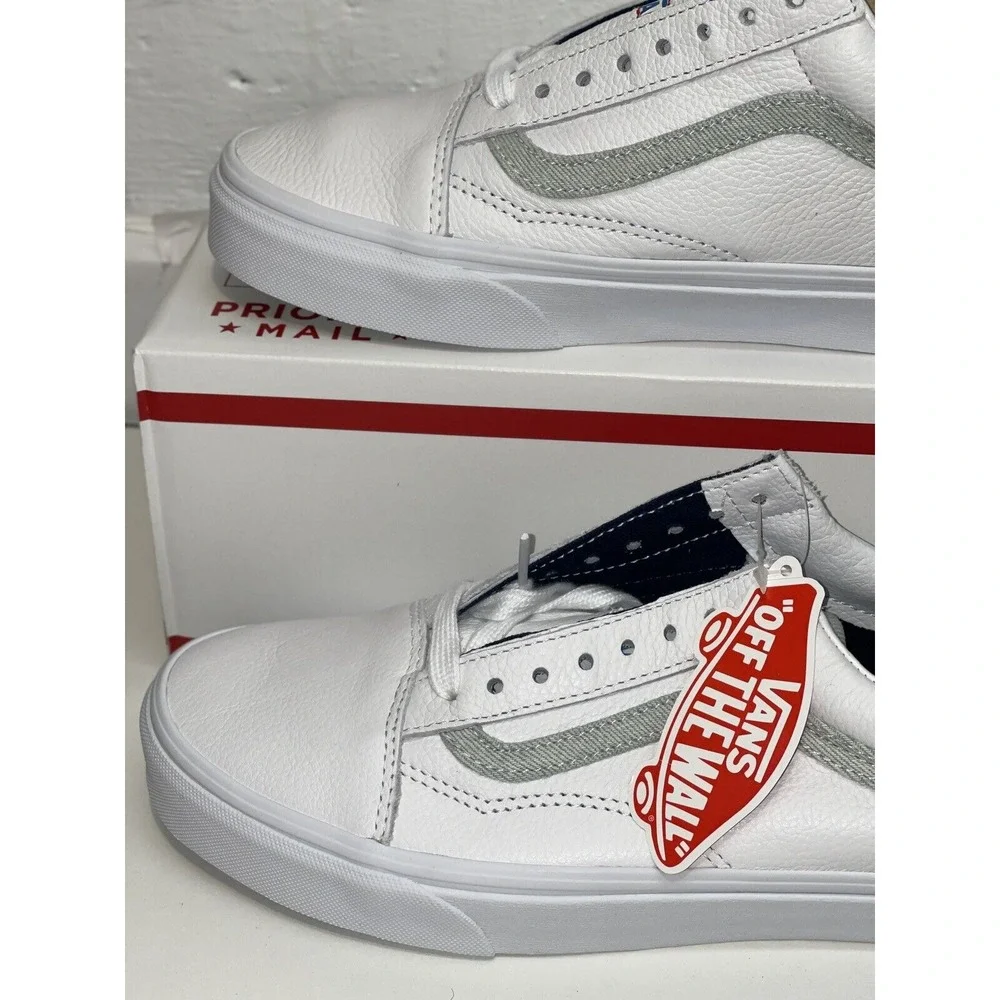 Vans Sneakers Old Skool USPS Denim White Leather Women's Size 5 New‎
